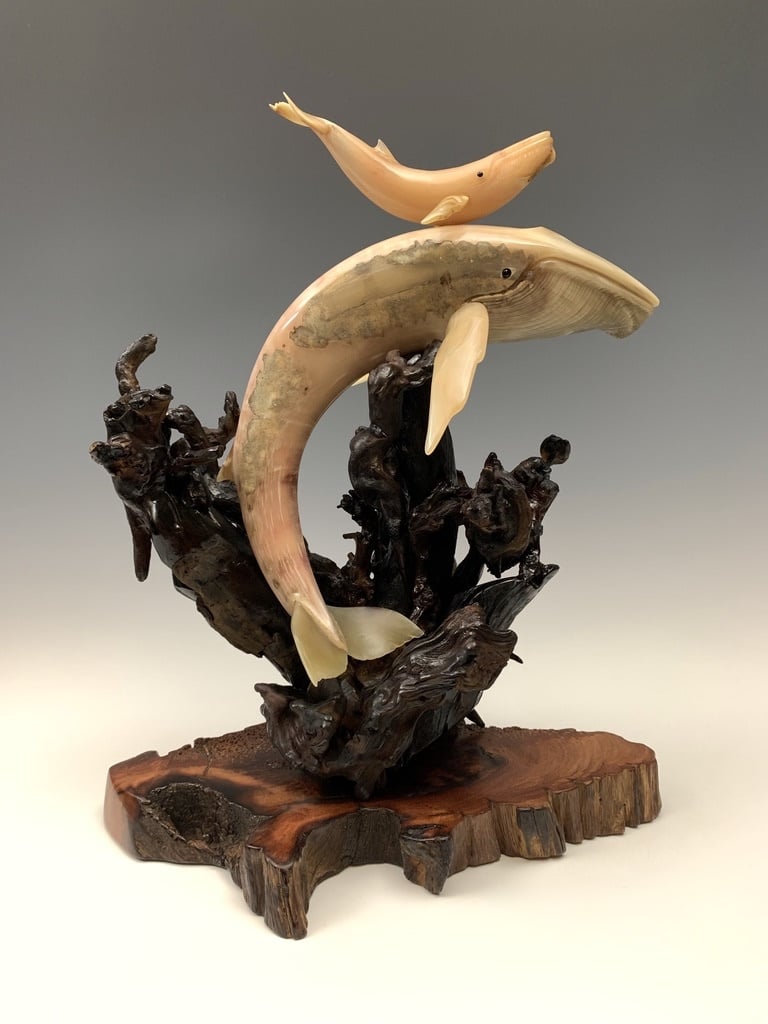 First Breath - Sheep Horn Humpback Whale Sculpture #453