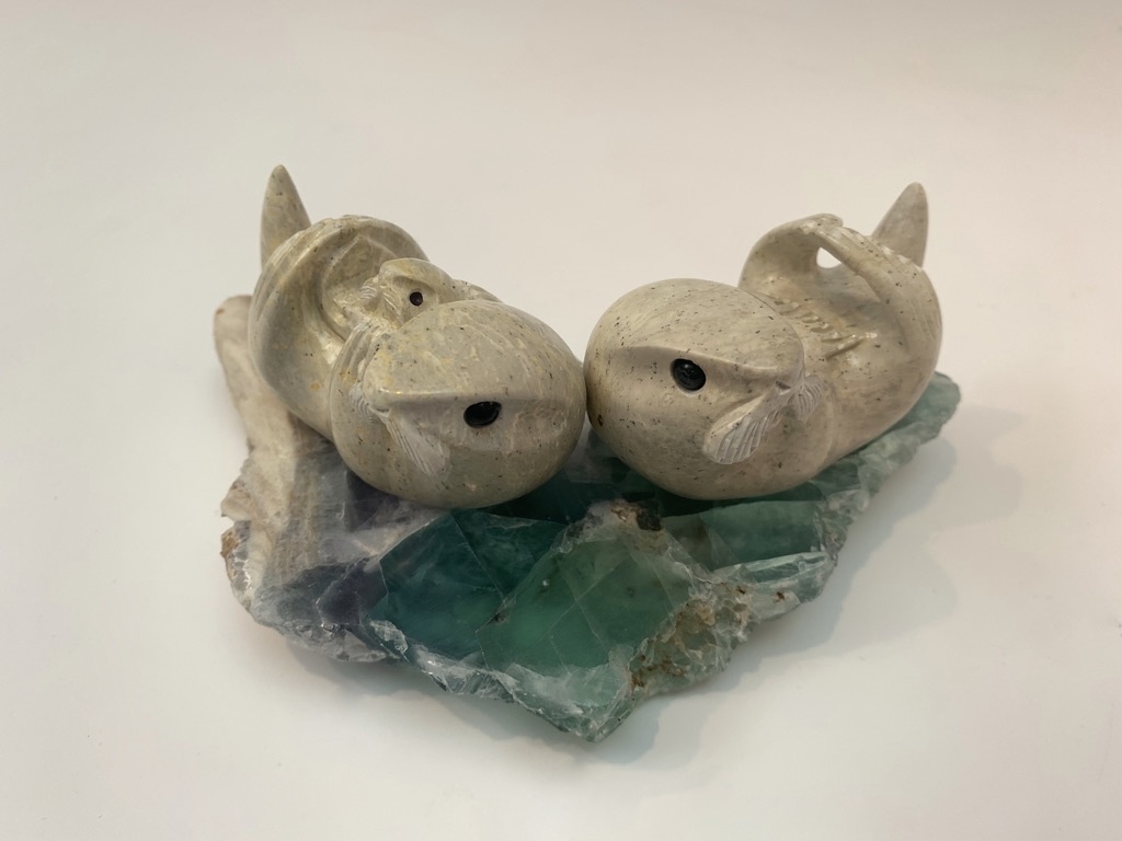 Sea Otter Family - Soapstone Sculpture #458