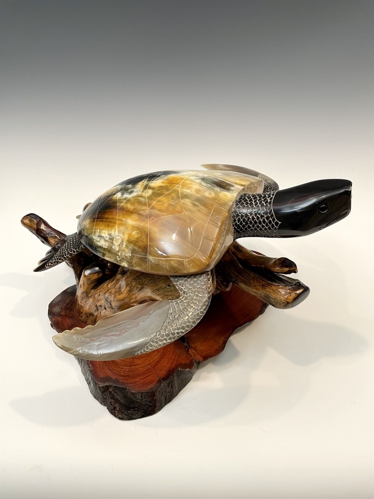 Swimming Turtle -Buffalo Horn Sculpture #121
