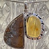 Fossil Mammoth Molar and Amber Pendant #514