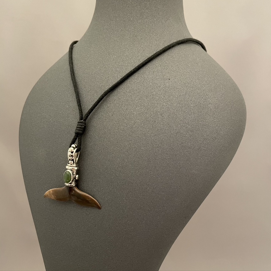 Fossil & AK Jade Whale Fluke Necklace #531-SOLD