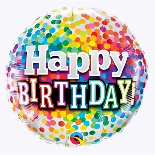 18" Happy Birthday Rainbow Confetti Foil Balloon