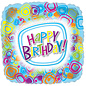 18" Happy Birthday Groovy Square Foil Balloon