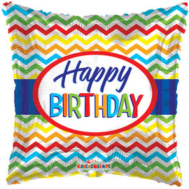 18" Happy Birthday Chevron Foil Balloons