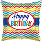 18" Happy Birthday Chevron Foil Balloons