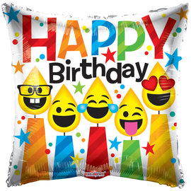 18" Happy Birthday Smiling Candles Foil Balloon