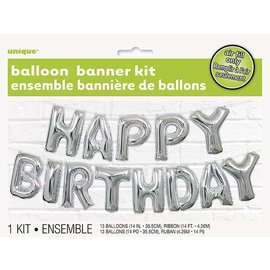 HAPPY BIRTHDAY - Air Only Foil Banner Kit - Silver