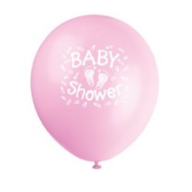 Latex 12" Balloons - Baby Shower Pink (Foot Prints) 6/pk