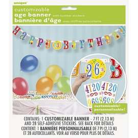 HAPPY BIRTHDAY Jumbo Jointed Banner with Number Stickers