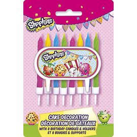 Shopkins Cake Decoration with 8 Birthday Candles & Holders
