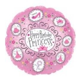 18" Happy Birthday Princess Foil Balloon