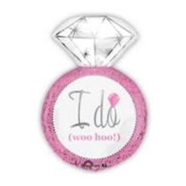 27" Wedding Ring Pink "I Do" Foil Balloon