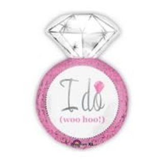 27" Wedding Ring Pink "I Do" Foil Balloon