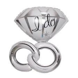 30" Wedding Rings "I Do" Silver Foil Balloon