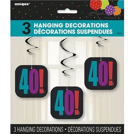 40th Birthday Hanging Swirl Decorations