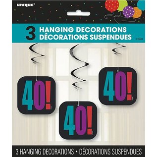 40th Birthday Hanging Swirl Decorations