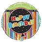 18" Happy Birthday Stripes Foil Balloon