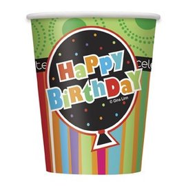 Birthday Stripes 9oz. Paper Cups