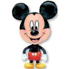 30" Mickey Mouse Big Head Airwalker on Leash Foil Balloon