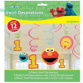 Sesame Street Elmo 1st Birthday Hanging Swirl Decorations
