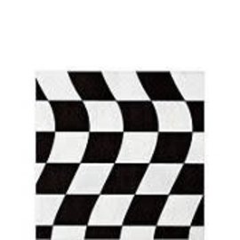 Black & White Checkerd Racing Flag Beverage Napkins