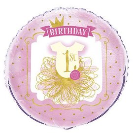 18" 1st Birthday Pink & Gold Foil Balloon