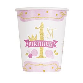 1st Birthday Pink & Gold 9oz. Paper Cups