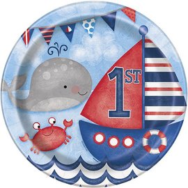 Nautical 1st Birthday 9" Plates