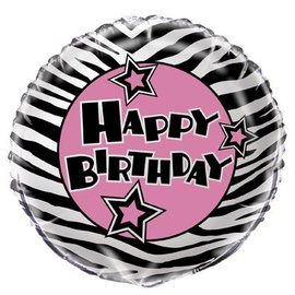 18" Zebra Happy Birthday Foil Balloon