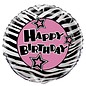 18" Zebra Happy Birthday Foil Balloon