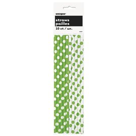 Polka Dot Lime Green Paper Straws (10/pk)