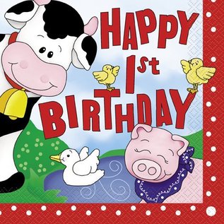 Farm Friends 1st Birthday Luncheon Napkins