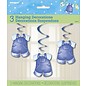 Baby Shower Blue Clothes Pins Hanging Swirl Decorations 3/pk