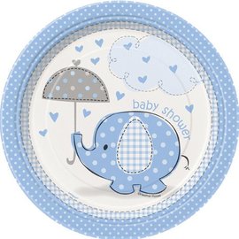 Baby Shower Blue Elephants 7" Plates
