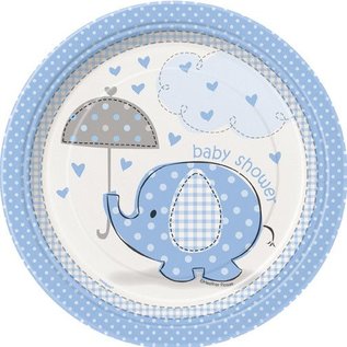 Baby Shower Blue Elephants 7" Plates