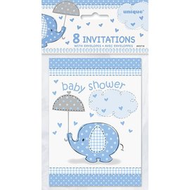 Baby Shower Blue Elephants Invitations