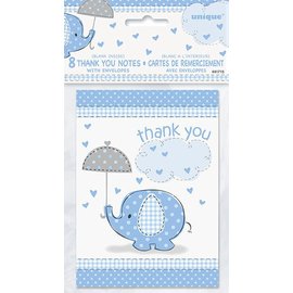Baby Shower Blue Elephants Thank You Notes