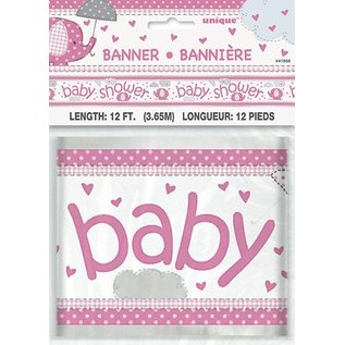 Baby Shower Pink Elephants Foil Banner