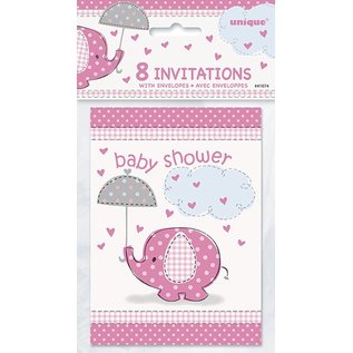 Baby Shower Pink Elephants Invitations