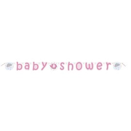 Baby Shower Pink Elephants Jointed Banner
