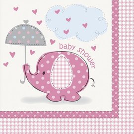 Baby Shower Pink Elephants Luncheon Napkins