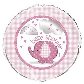 18" Baby Shower Pink Elephants Foil Balloon