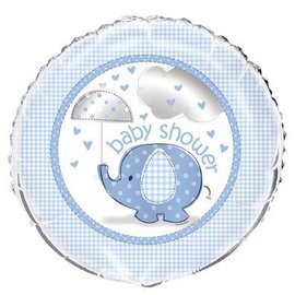 18" Baby Shower Blue Elephants Foil Balloon