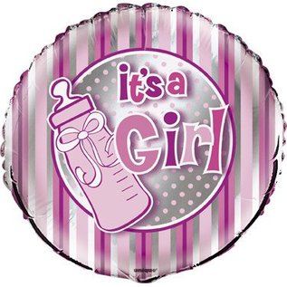 18" "ITS A GIRL" Bottle Baby Shower Foil Balloon