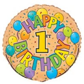 18" Happy 1st Birthday Foil Balloon