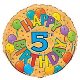 18" Happy 5th Birthday Foil Balloon