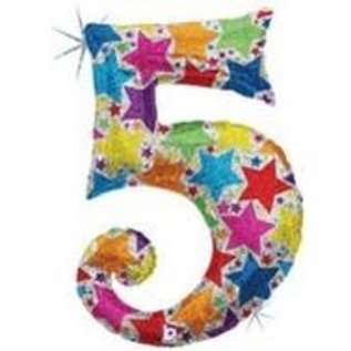 40" Jumbo (Holograph Star Print) Number Foil Balloons