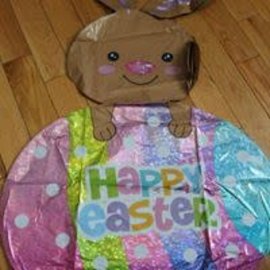42" Easter Bunny with Holographic Egg Foil Balloon