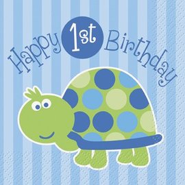 1st Birthday Turtle Beverage Napkins