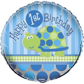 18" 1st Birthday Turtle Foil Balloon